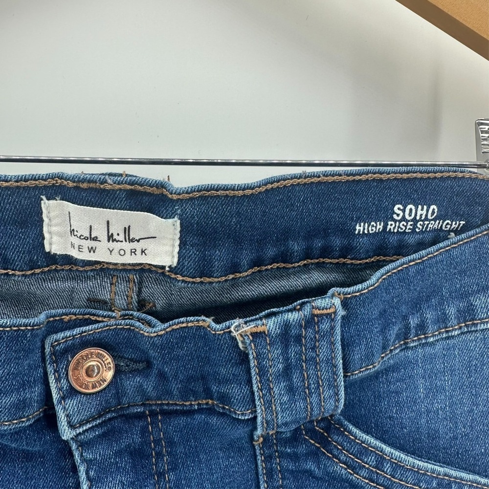 Nicole Miller Jeans Womens 12 Blue Denim Soho High-Rise Straight Leg Medium Wash - Picture 5 of 10